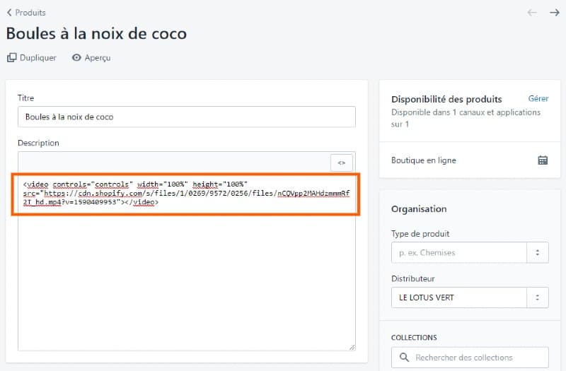 insérer une vidéo produit dans Shopify,vidéo sur votre fiche produit Shopify