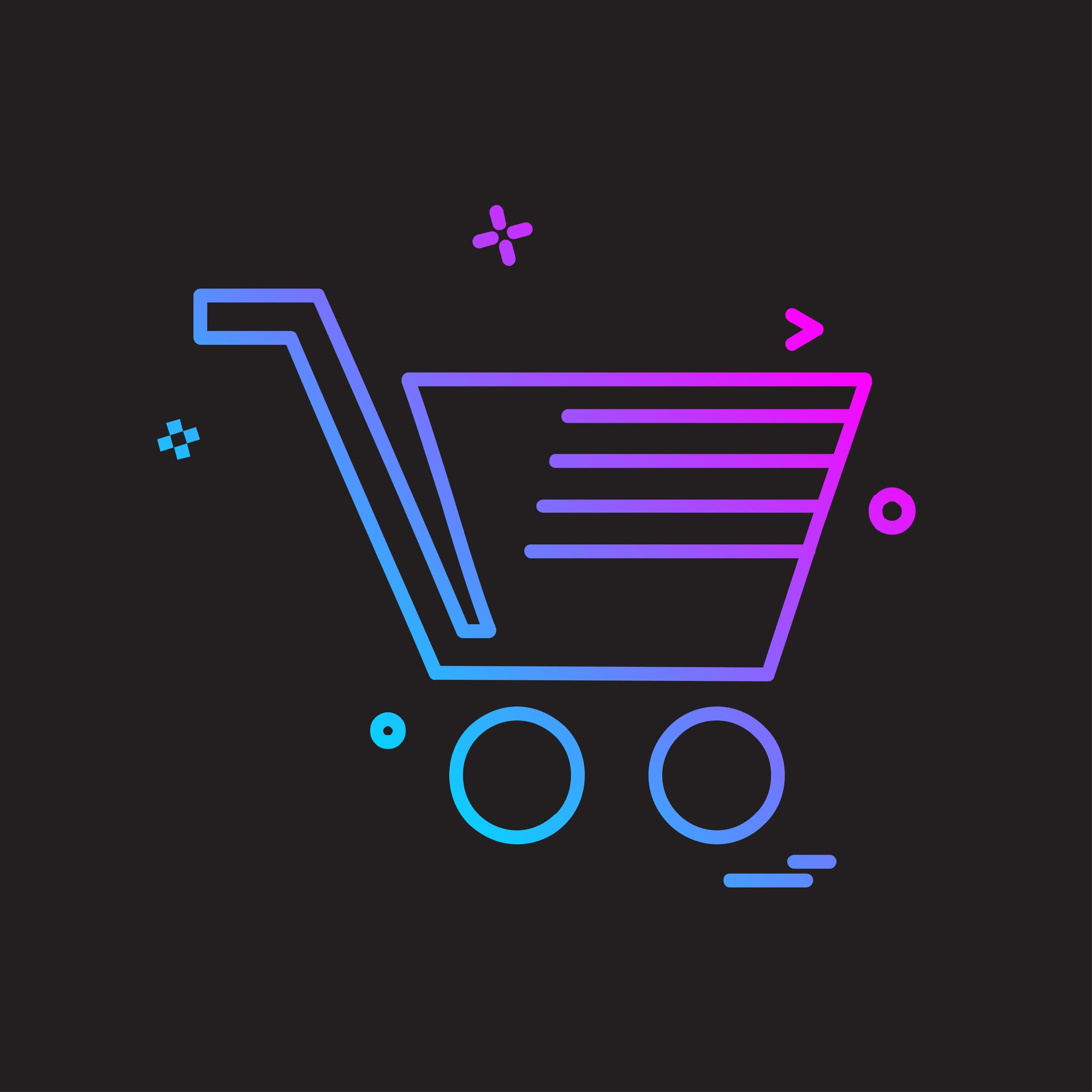 Icône de panier d'achat stylisée avec un dégradé bleu et violet