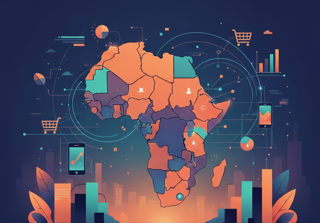 Carte de l'Afrique illustrant la croissance du e-commerce