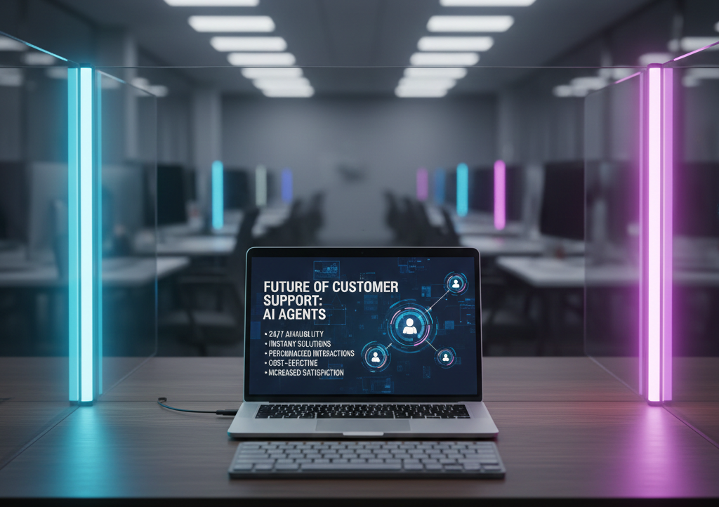 Ordinateur portable présentant les avantages des agents IA.