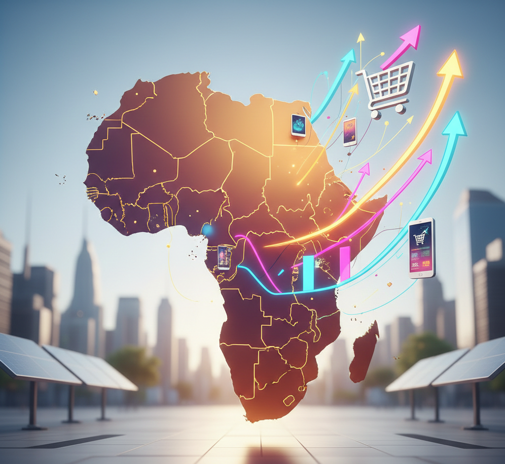 Carte de l'Afrique illustrant l'essor du e-commerce