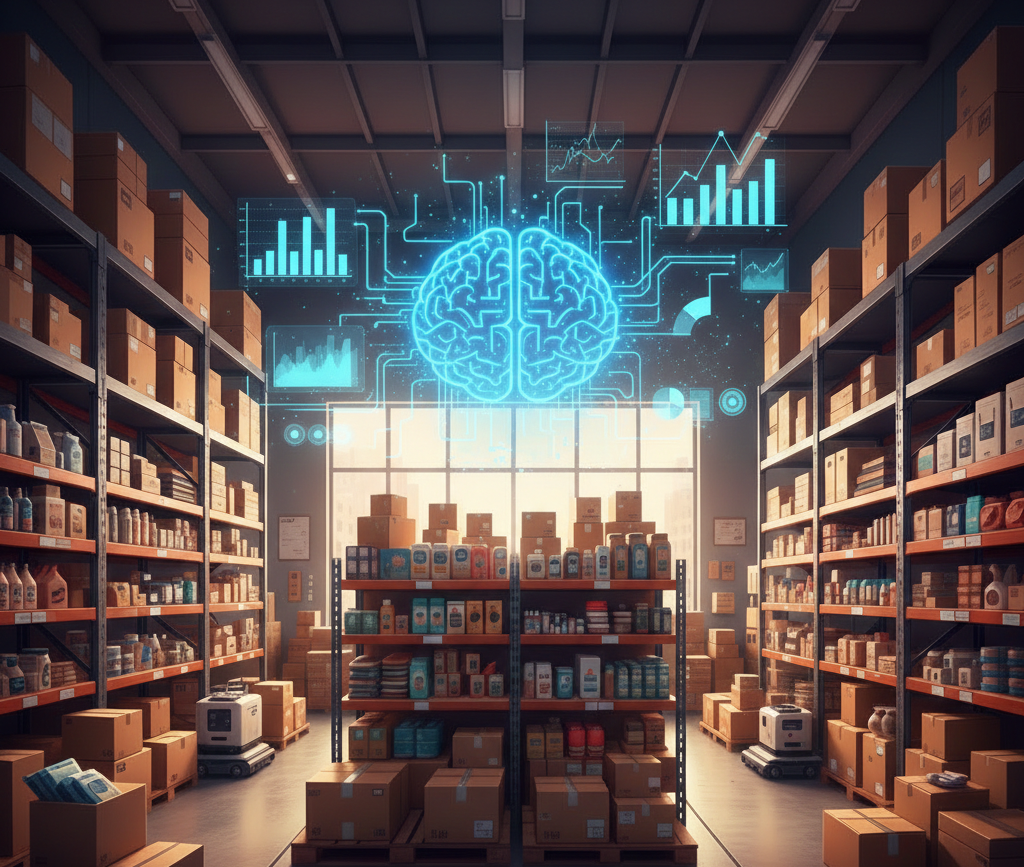 Entrepôt intelligent utilisant l'IA pour la gestion des stocks