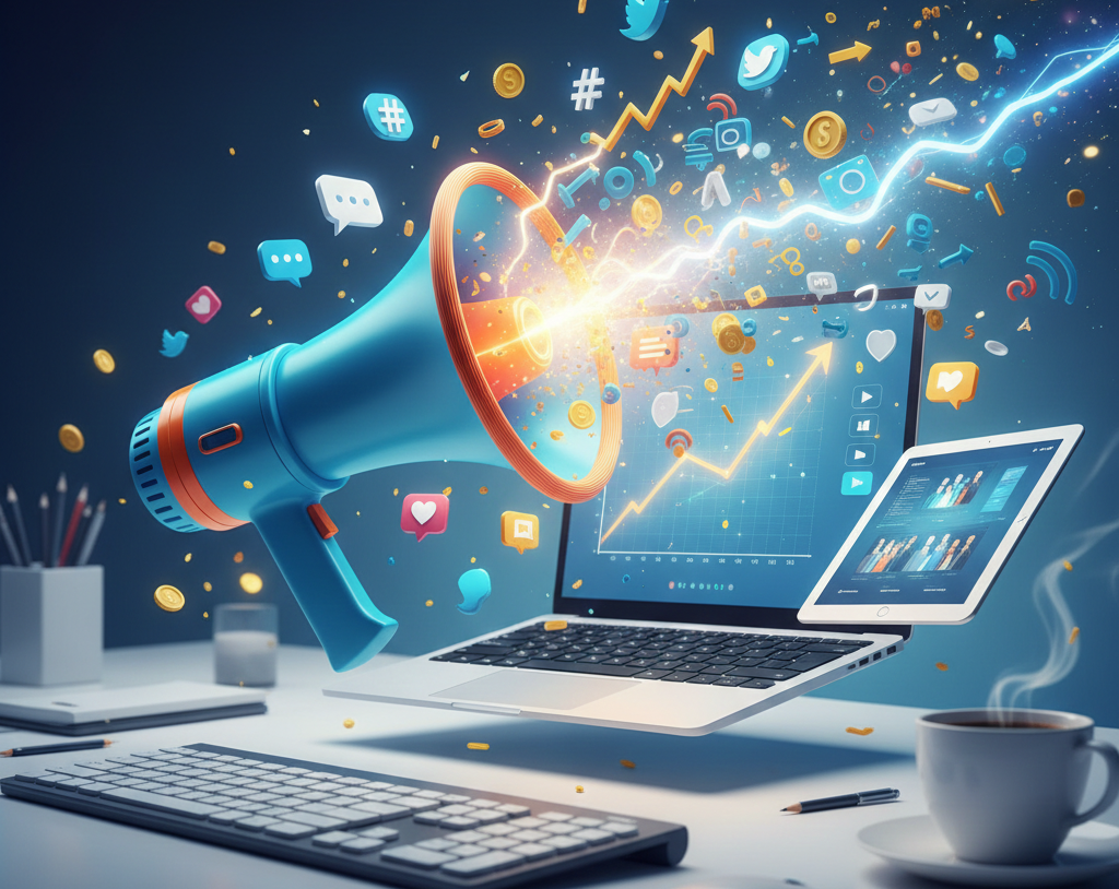 Concepts de publicité en ligne et de croissance sur internet