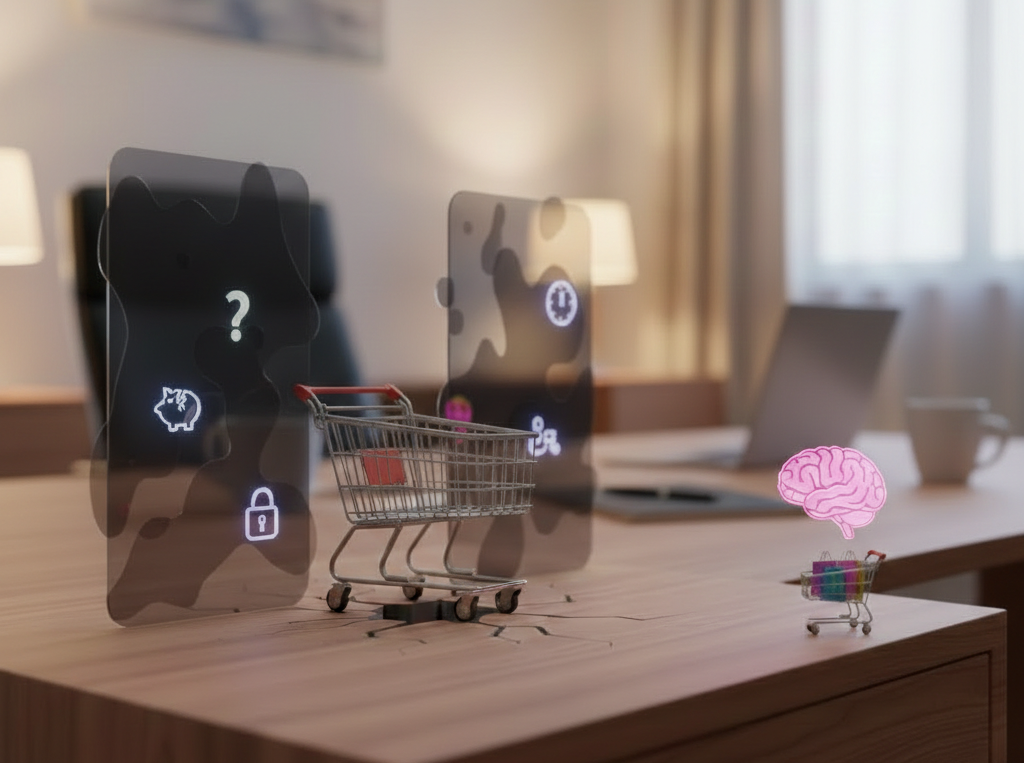 Caddie vide et icônes de sécurité sur un bureau