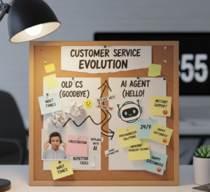 Tableau comparatif entre service client traditionnel et agent IA.