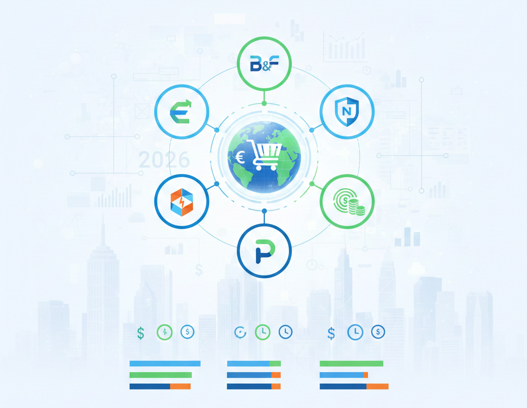 Comparatif 2026 de cinq banques en ligne pour l'e-commerce.