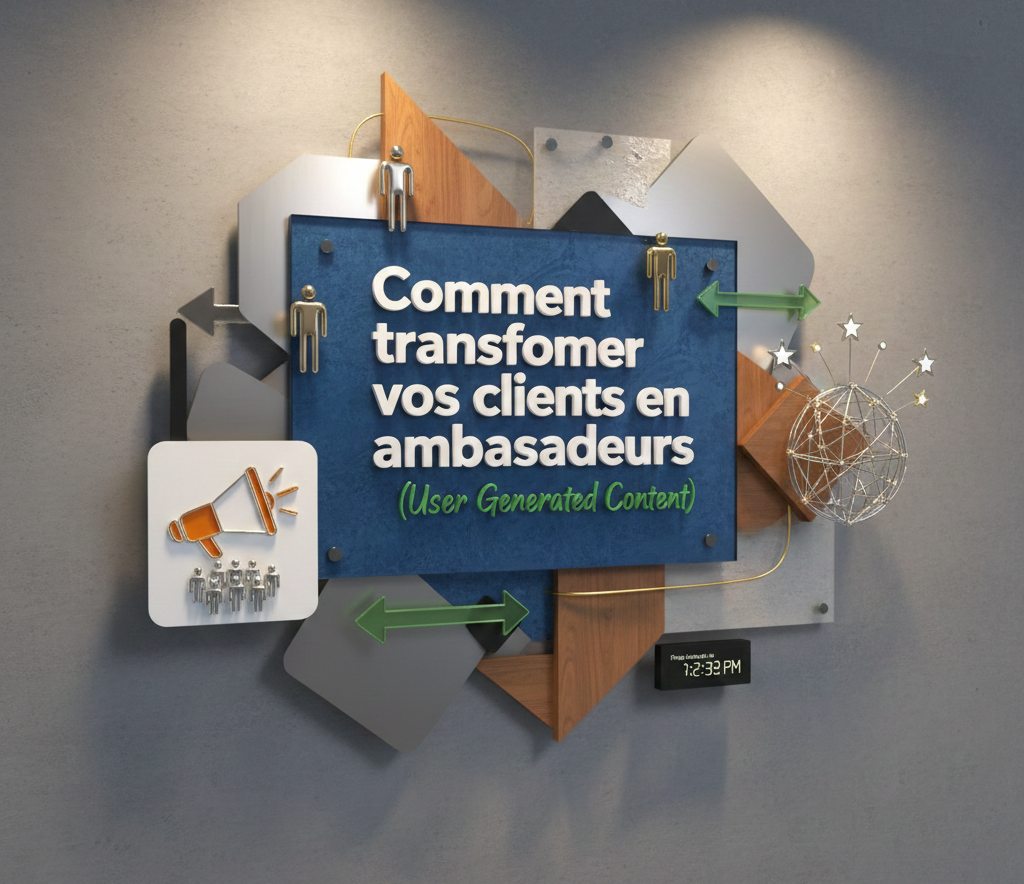 Un panneau bleu pose la question stratégique sur la transformation des clients en ambassadeurs