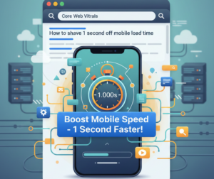 Illustration optimisant la vitesse mobile et les Core Web Vitals.