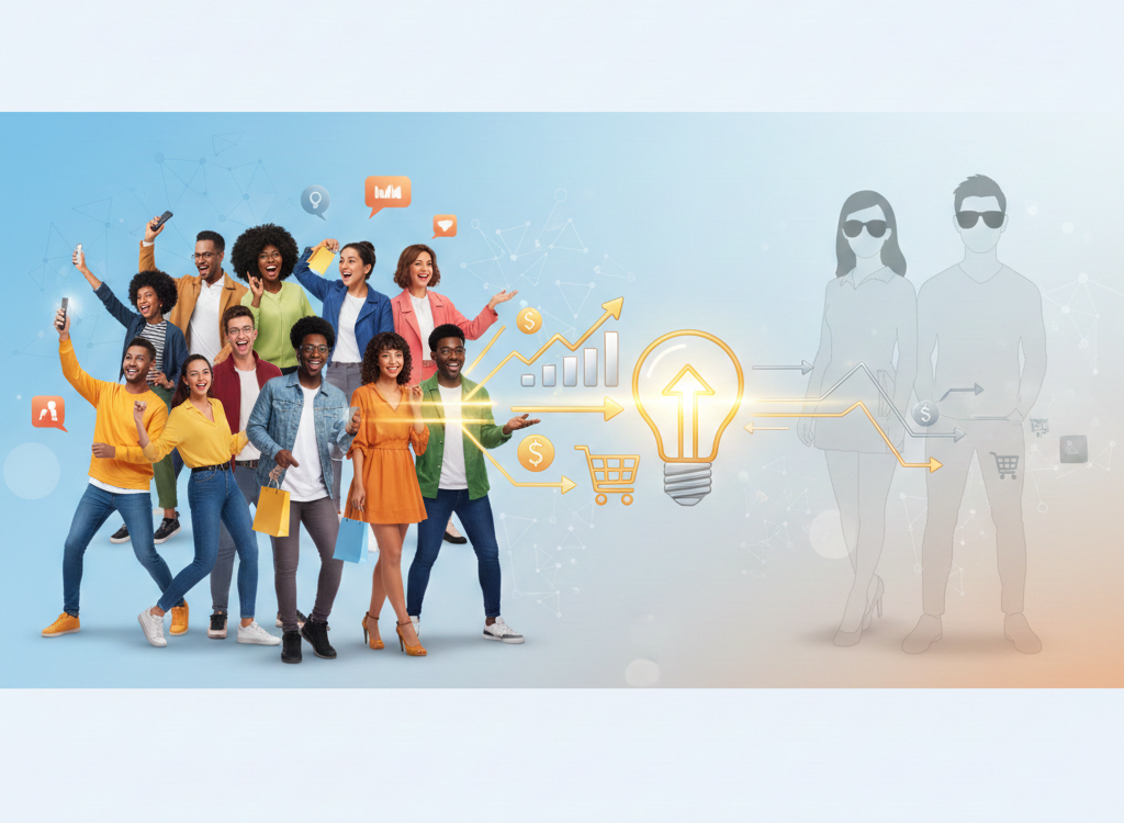 Micro-influenceurs joyeux générant des idées et de la croissance.